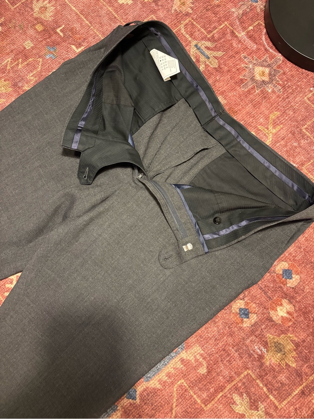 Suitsupply Brescia Traveller Gray Wool Twill Dress Pants Slim Flat Front 36x27